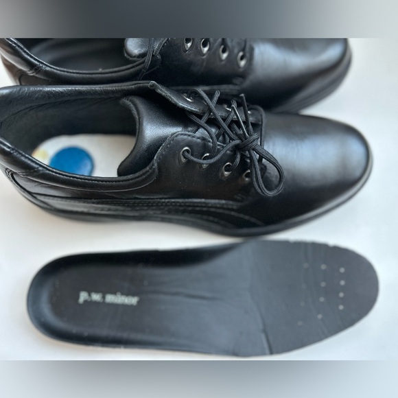 Black shoes lace up leather upper black shoes soft pad orthotics business casual - Picture 4 of 12